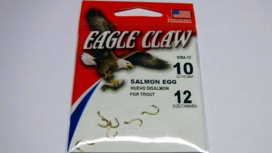 pack of eagle claw 038 salmon egg hooks