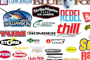 collage of fishing brand logos