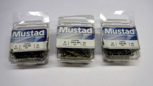 three packs of mustad 3191 carlisle hooks