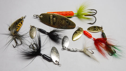 assorted group photo of rooster tail spinners