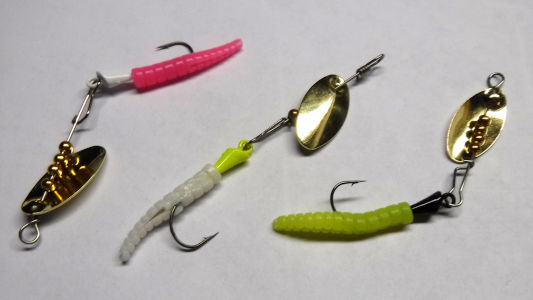 group photo of all trout magnet spin colors
