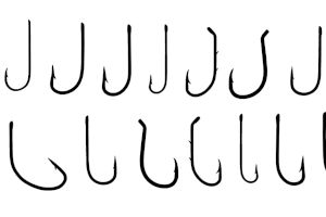 drawings of various fishing hooks