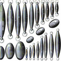 old illustration of fishing sinkers